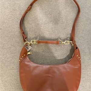 INC International Concepts Tan Hobo Bag with Gold Accents